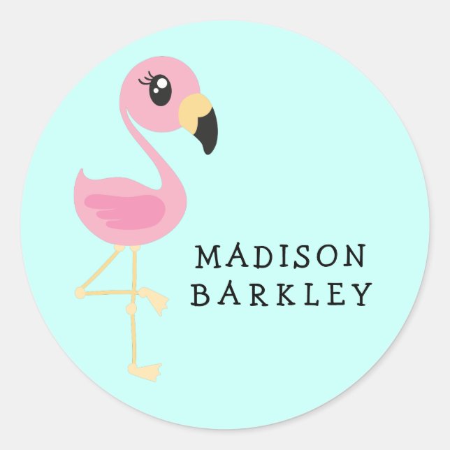 Flamingo Cute Tropical Kids Envelope Seal Stickers (Front)