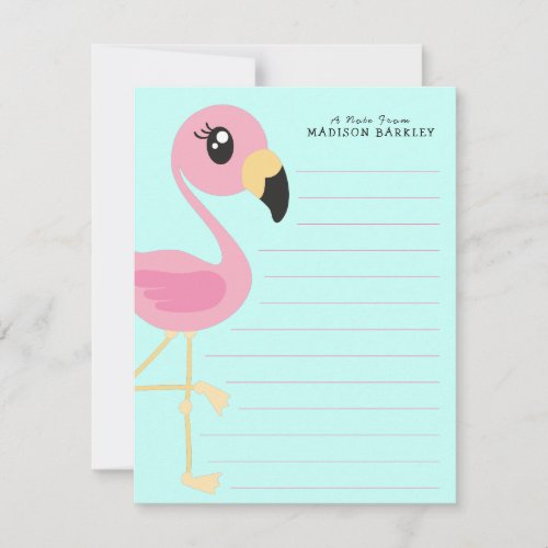 Flamingo Cute Tropical Kids Flat Stationary Cards