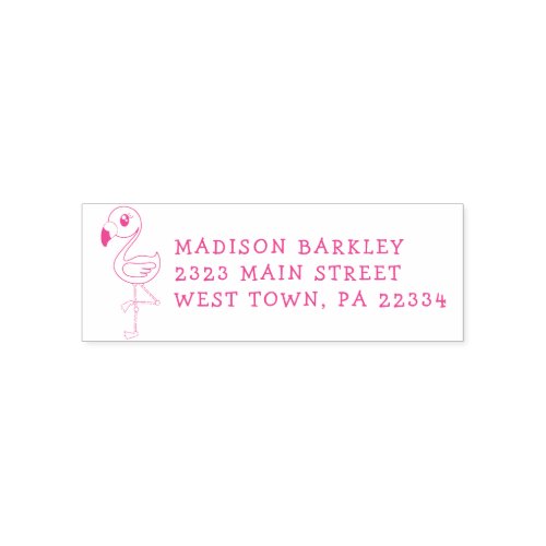 Flamingo Cute Tropical Kids Return Address Stamp