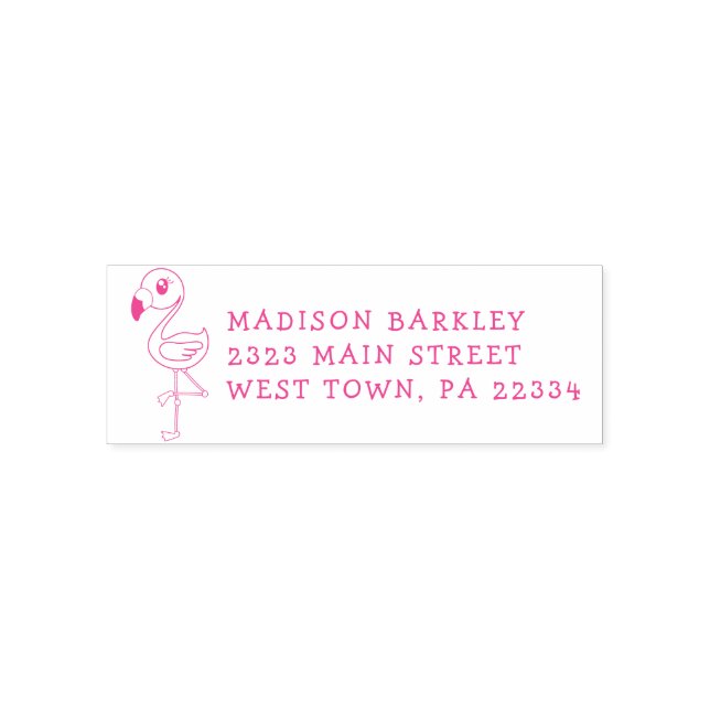 Flamingo Cute Tropical Kids Return Address Stamp (Design)