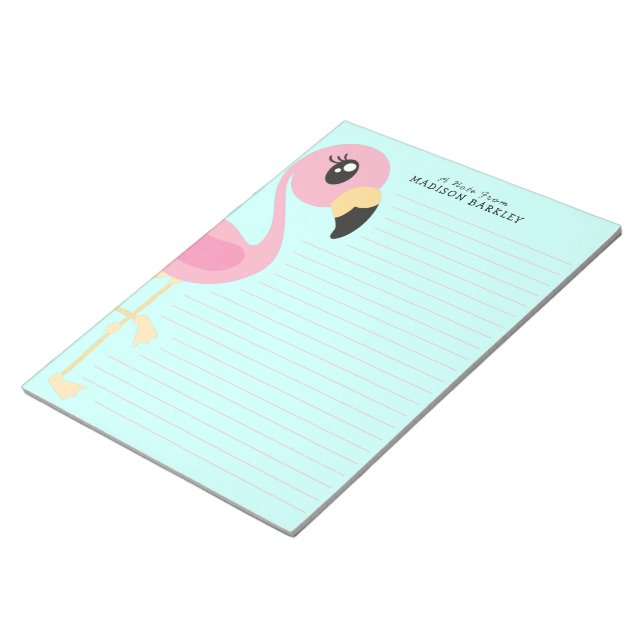 Flamingo Cute Tropical Kids Stationary Notepad (Angled)
