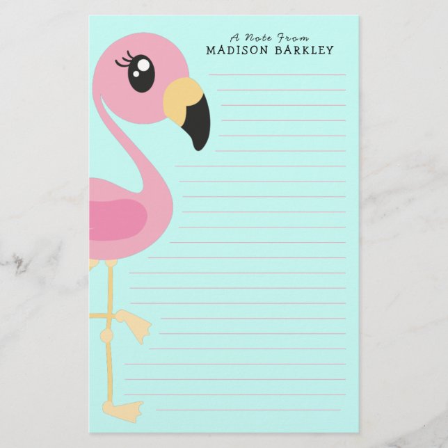 Flamingo Cute Tropical Kids Stationery (Front)