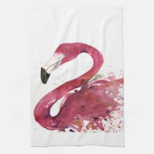 Flamingo Cute Watercolor Flamingo Gifts Lover Kitchen Towel