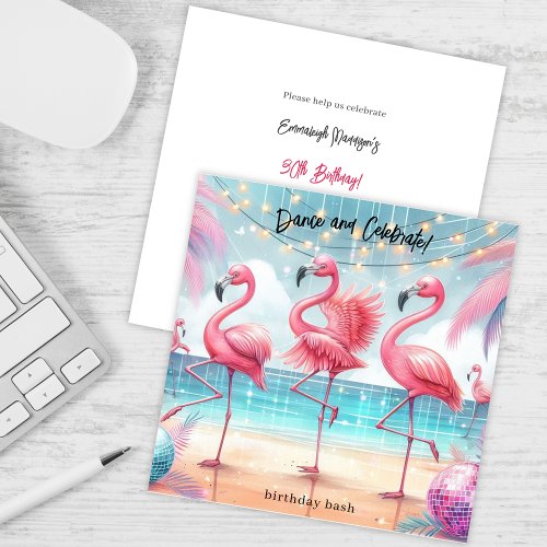 Flamingo Dance and Birthday Celebration Party Invitation