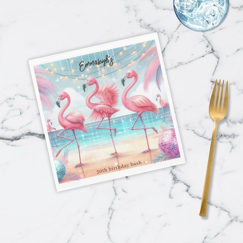 Flamingo Dance and Birthday Celebration Party Napkins