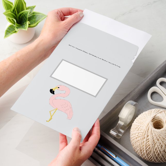 Flamingo Design Any Colour Background Envelope Mailers (Desk)