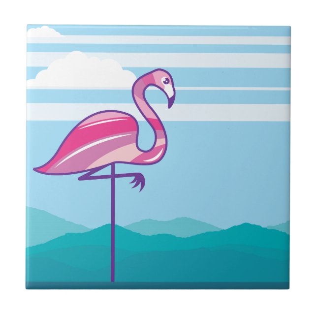 Flamingo Design Ceramic Tile (Front)