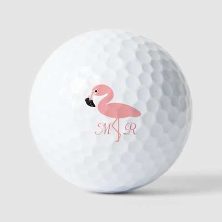 Flamingo Design Monogrammed Golf Balls