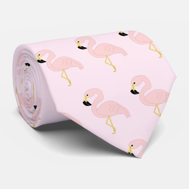 Flamingo Design Neck Tie (Rolled)
