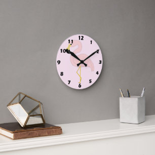 Flamingo Design Round Clock