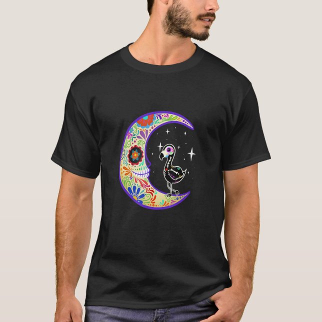 Flamingo Dia De Los Muertos Skeleton T-Shirt (Front)