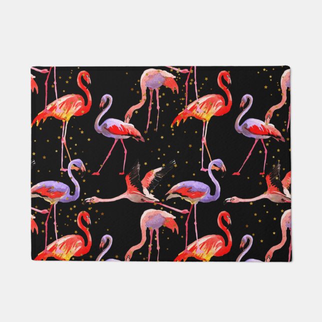 Flamingo Door Mat Colorful Birds (Front)