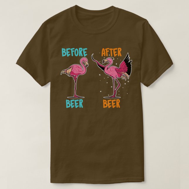 Flamingo Drinking Beer For Women Men Funny Bird An T-Shirt (Design Front)