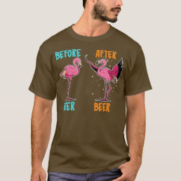 Flamingo Drinking Beer For Women Men Funny Bird An T-Shirt