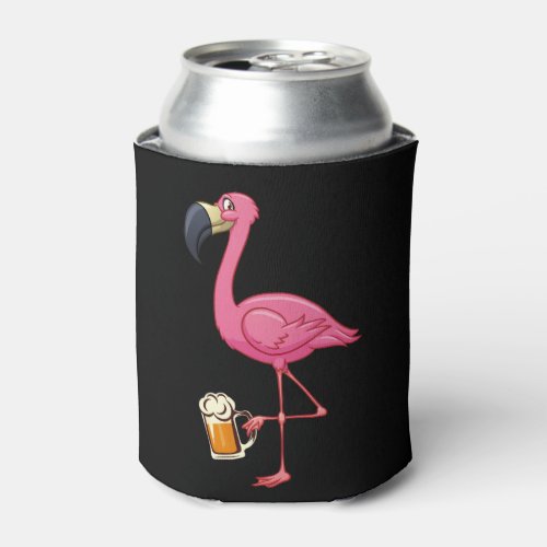 Flamingo Drinking Beer _ Funny Pink Flamingo Can Cooler