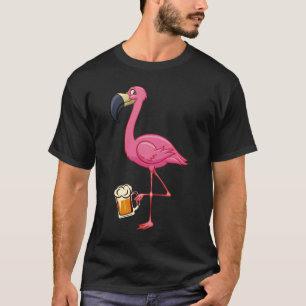 Flamingo Drinking Beer - Funny Pink Flamingo T-Shirt