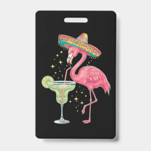 Flamingo Drinking Margarita Funny Mexican Poncho Badge