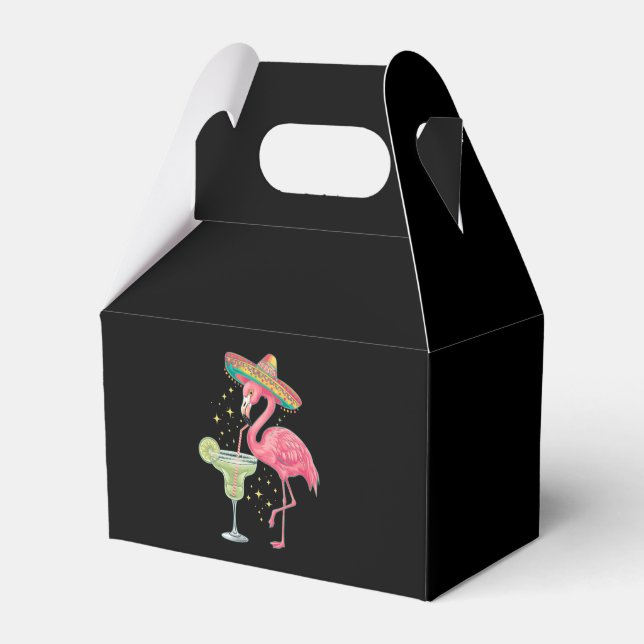 Flamingo Drinking Margarita Funny Mexican Poncho Favor Boxes (Front Side)