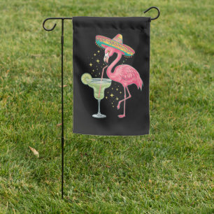 Flamingo Drinking Margarita Funny Mexican Poncho Garden Flag