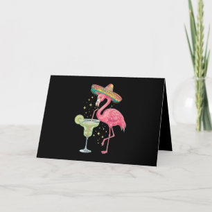 Flamingo Drinking Margarita Funny Mexican Poncho Letterpress Thank You Card
