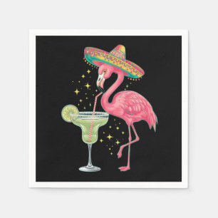 Flamingo Drinking Margarita Funny Mexican Poncho Napkins