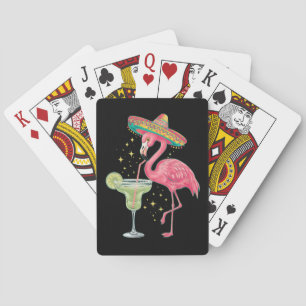 Flamingo Drinking Margarita Funny Mexican Poncho Poker Cards