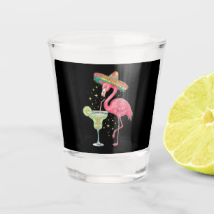 Flamingo Drinking Margarita Funny Mexican Poncho Shot Glass