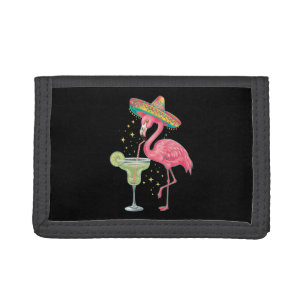 Flamingo Drinking Margarita Funny Mexican Poncho Trifold Wallet