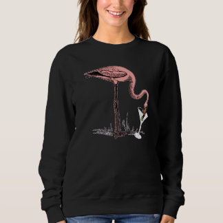 Flamingo Drinking Martini Art Illustration Premium Sweatshirt
