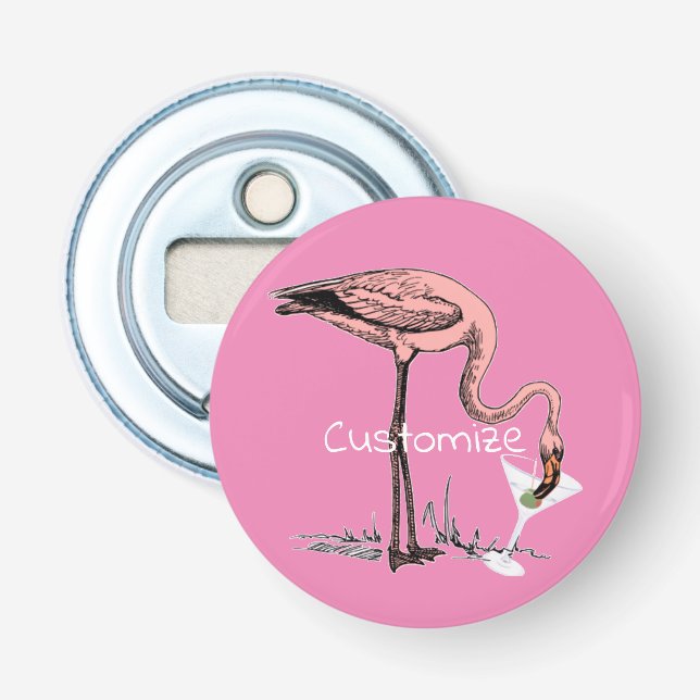 Flamingo Drinking Martini Thunder_Cove Bottle Opener (Front)