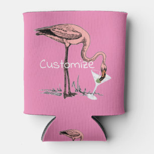 Flamingo Drinking Martini Thunder_Cove Can Cooler