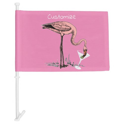 Flamingo Drinking Martini Thunder_Cove  Car Flag