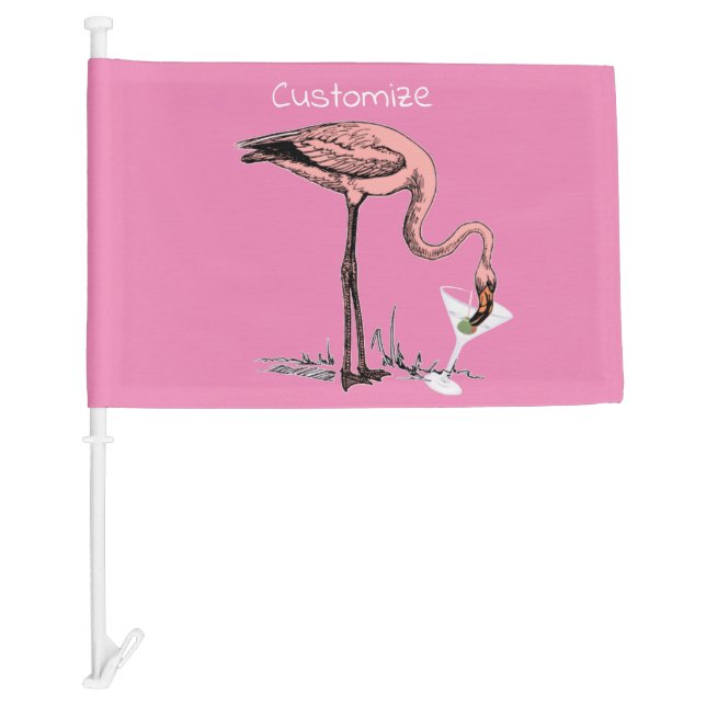 Flamingo Drinking Martini Thunder_Cove  Car Flag (Front)