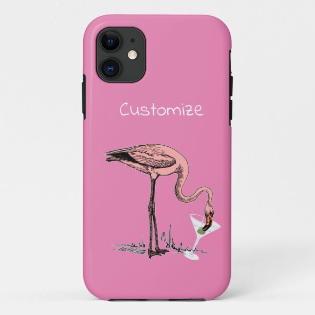 Flamingo Drinking Martini Thunder_Cove Case-Mate iPhone Case (Back)