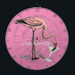 Flamingo Drinking Martini Thunder_Cove Dart Board<br><div class="desc">Art Illustration of pink Flamingo drinking a dirty olive martini,  customize with your own greeting,  name,  message,  etc</div>