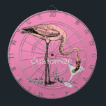 Flamingo Drinking Martini Thunder_Cove Dart Board<br><div class="desc">Art Illustration of pink Flamingo drinking a dirty olive martini,  customize with your own greeting,  name,  message,  etc</div>