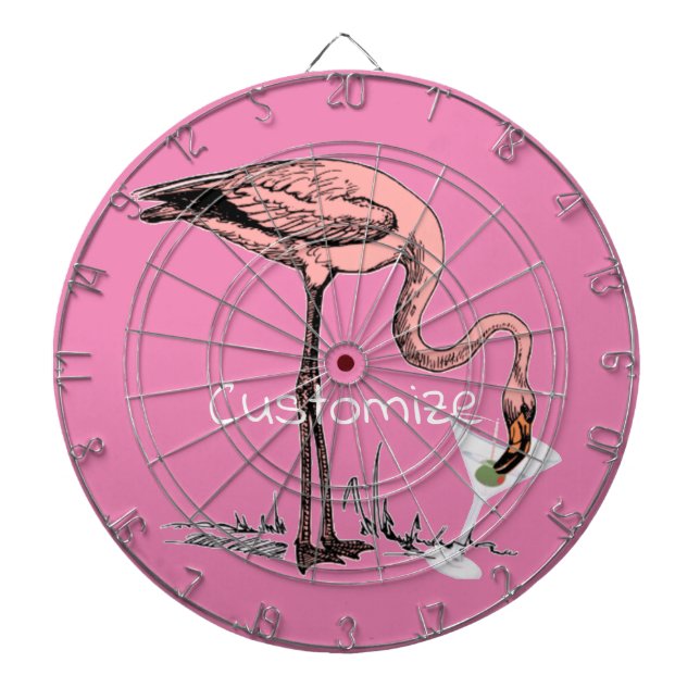 Flamingo Drinking Martini Thunder_Cove Dart Board (Front)