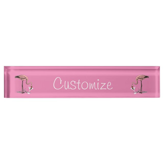 Flamingo Drinking Martini Thunder_Cove Desk Name Plate (Front)