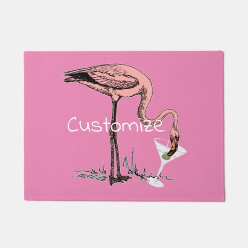 Flamingo Drinking Martini Thunder_Cove Doormat