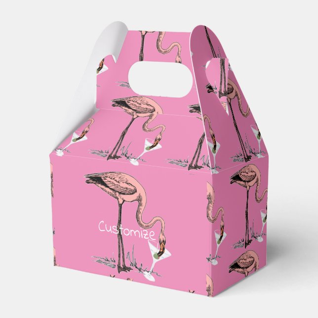 Flamingo Drinking Martini Thunder_Cove Favor Boxes (Front Side)
