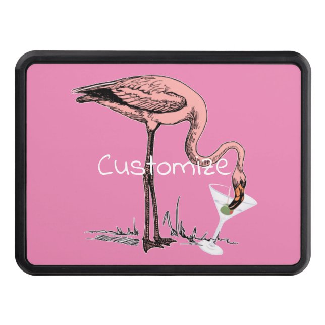 Flamingo Drinking Martini Thunder_Cove   Hitch Cover (Front)