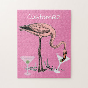 Flamingo Drinking Martini Thunder_Cove Jigsaw Puzzle