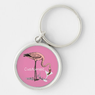 Flamingo Drinking Martini Thunder_Cove Keychain
