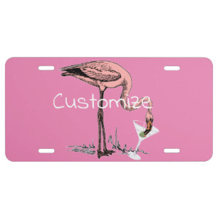 Flamingo Drinking Martini Thunder_Cove License Plate