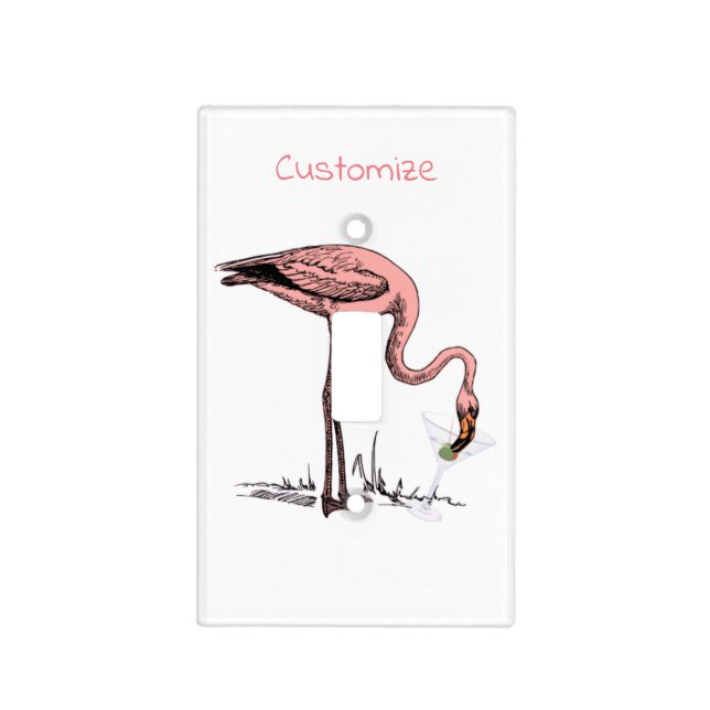 Flamingo Drinking Martini Thunder_Cove Light Switch Cover (Front)
