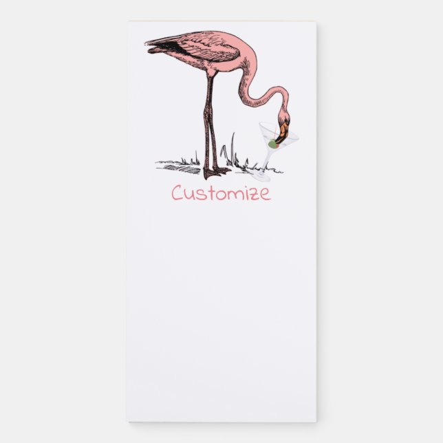 Flamingo Drinking Martini Thunder_Cove Magnetic Notepad (Front)