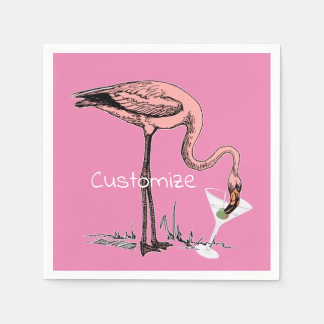 Flamingo Drinking Martini Thunder_Cove Napkins (Front)