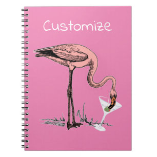 Flamingo Drinking Martini Thunder_Cove Notebook