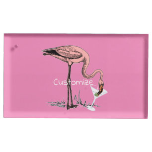 Flamingo Drinking Martini Thunder_Cove  Place Card Holder