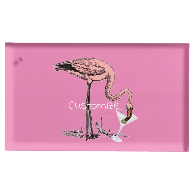 Flamingo Drinking Martini Thunder_Cove  Place Card Holder (Front)